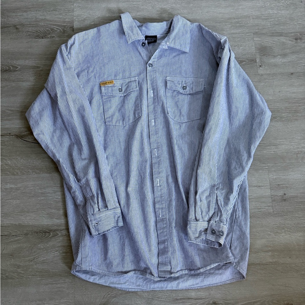 Vintage Prison Blues Hickory Striped Button Up Shirt